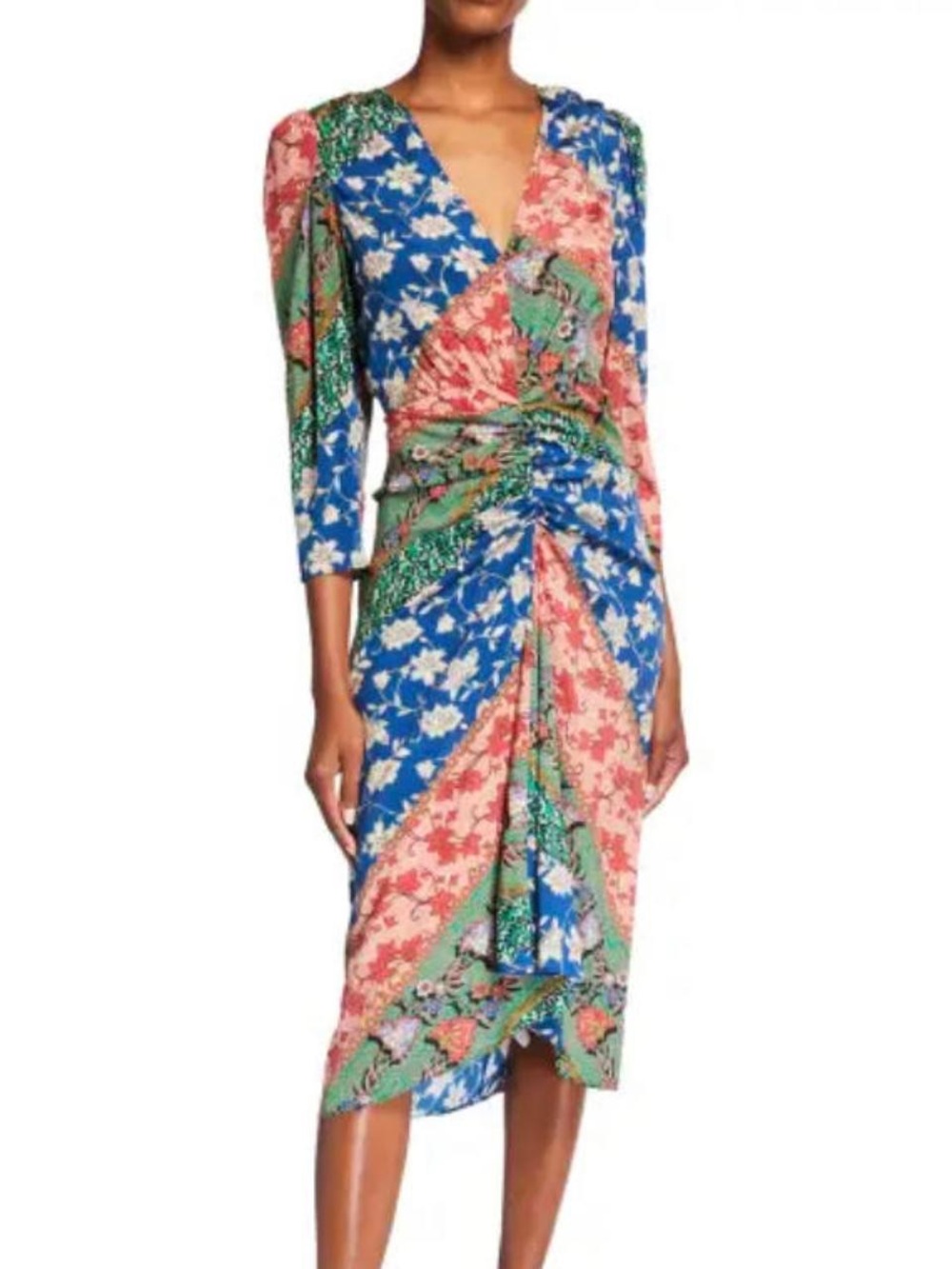 Veronica Beard Mary Silk Midi Dress with Puff sleeves in 00
